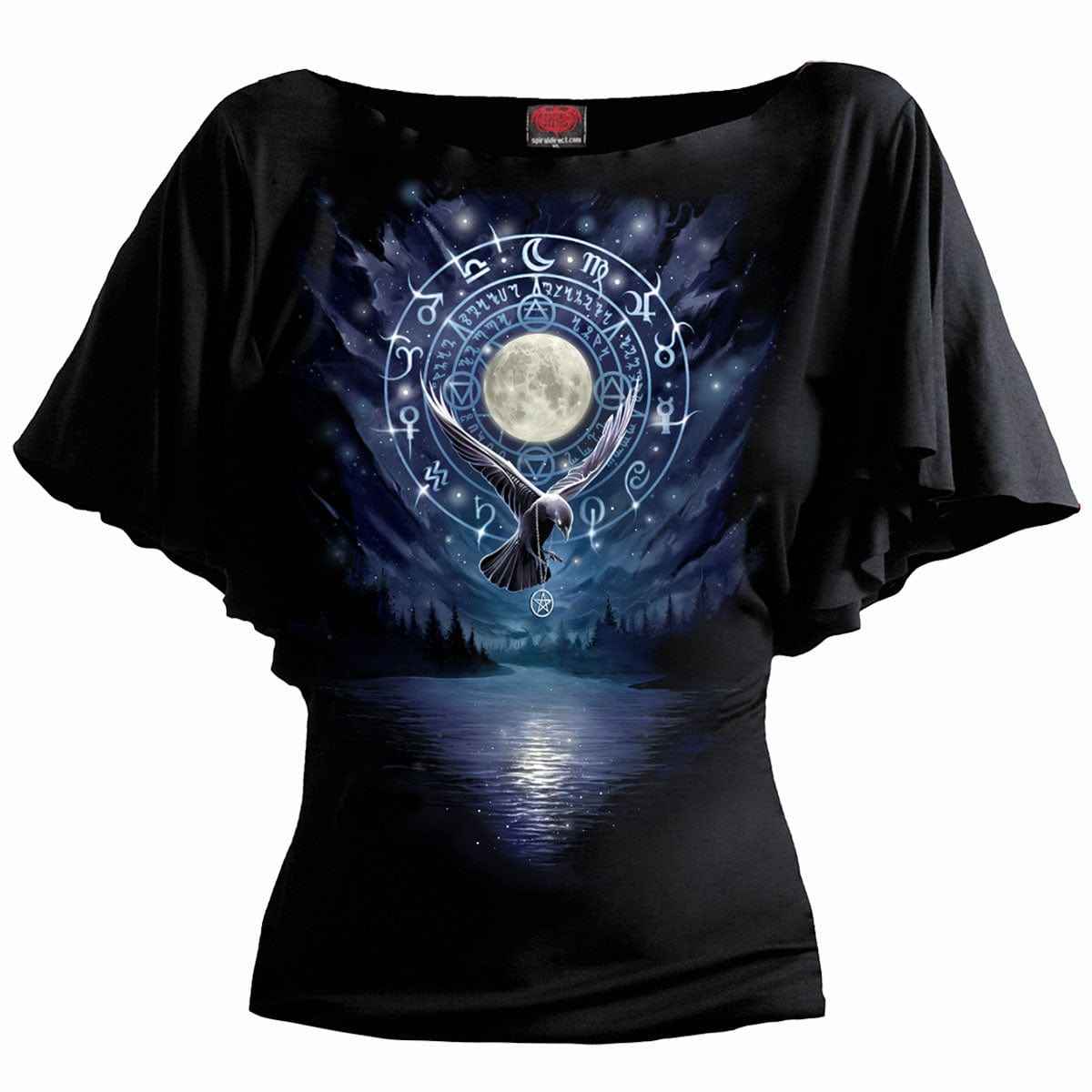 WITCHCRAFT - Boat Neck Bat Sleeve Top Black - Damned Threads